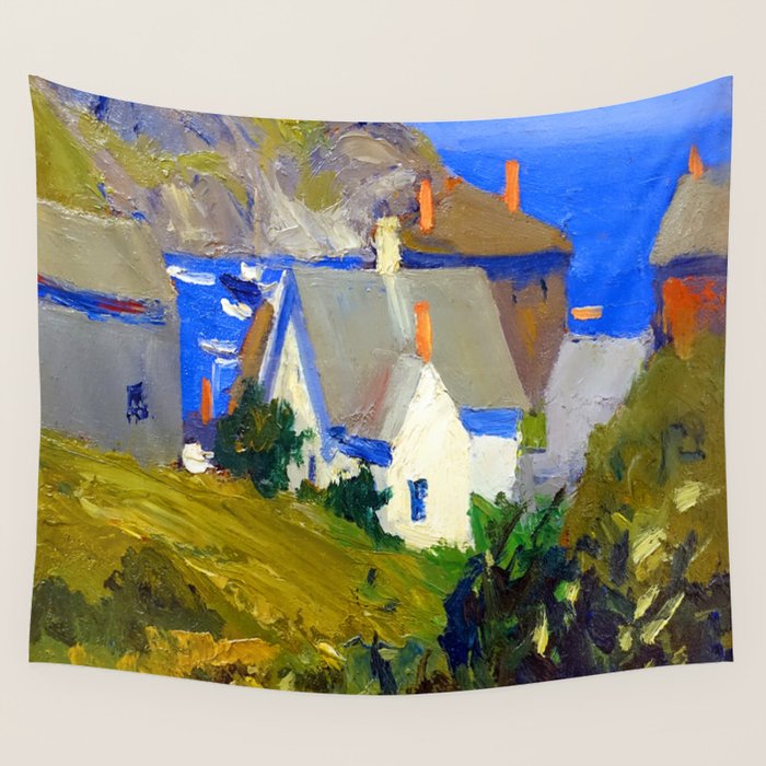 Edward Hopper Monhegan Houses Wall Tapestry Gallery Image 1