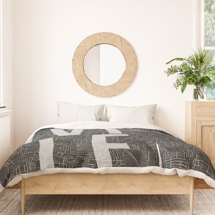 Nashville Mono Street Map Text Overlay Duvet Cover Gallery Image 3