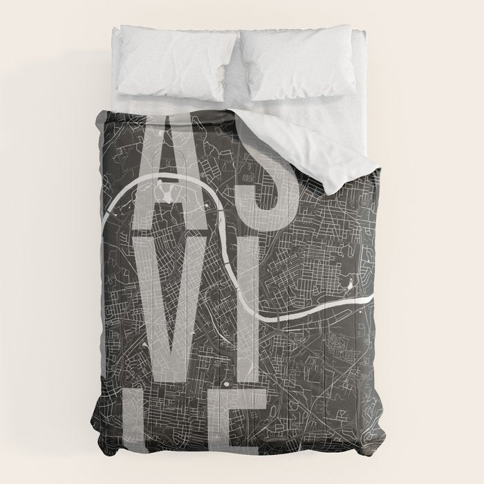 Nashville Mono Street Map Text Overlay Comforter Gallery Image 6