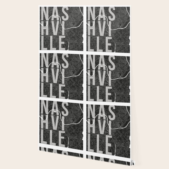 Nashville Mono Street Map Text Overlay Wallpaper Gallery Image 2