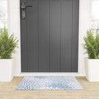 Festive, Winter, Floral Prints, Soft Blue and White Welcome Mat Gallery Image 3