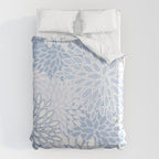 Festive, Winter, Floral Prints, Soft Blue and White Duvet Cover Gallery Image 6