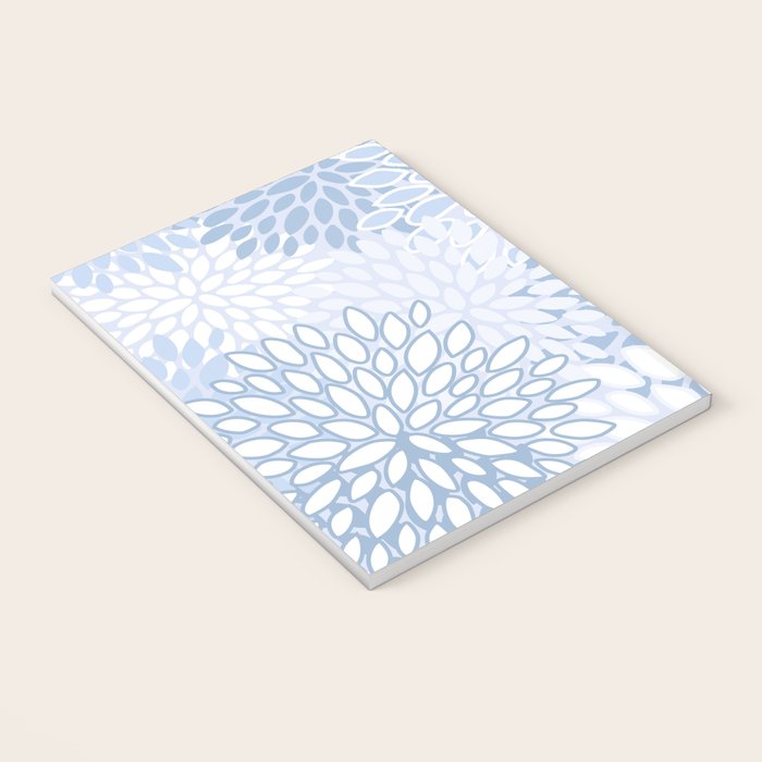 Festive, Winter, Floral Prints, Soft Blue and White Notebook Gallery Image 3