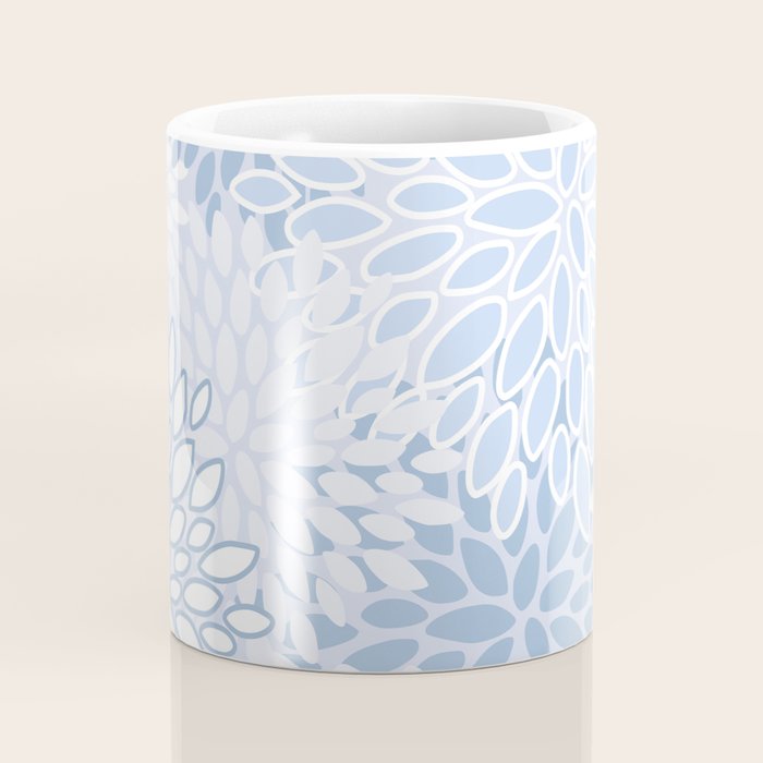 Festive, Winter, Floral Prints, Soft Blue and White Coffee Mug Gallery Image 4
