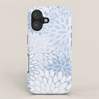 Festive, Winter, Floral Prints, Soft Blue and White iPhone Case Gallery Image 1