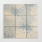 Festive, Winter, Floral Prints, Soft Blue and White Wood Wall Art Gallery Image 1
