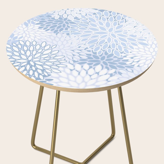 Festive, Winter, Floral Prints, Soft Blue and White Side Table Gallery Image 2