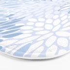 Festive, Winter, Floral Prints, Soft Blue and White Bath Mat Gallery Image 3