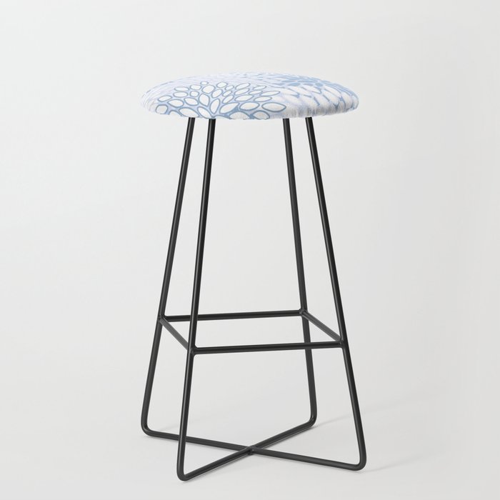 Festive, Winter, Floral Prints, Soft Blue and White Stool Gallery Image 1