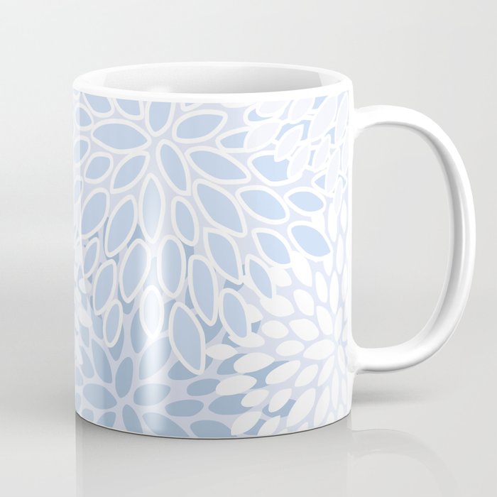 Festive, Winter, Floral Prints, Soft Blue and White Coffee Mug Gallery Image 1