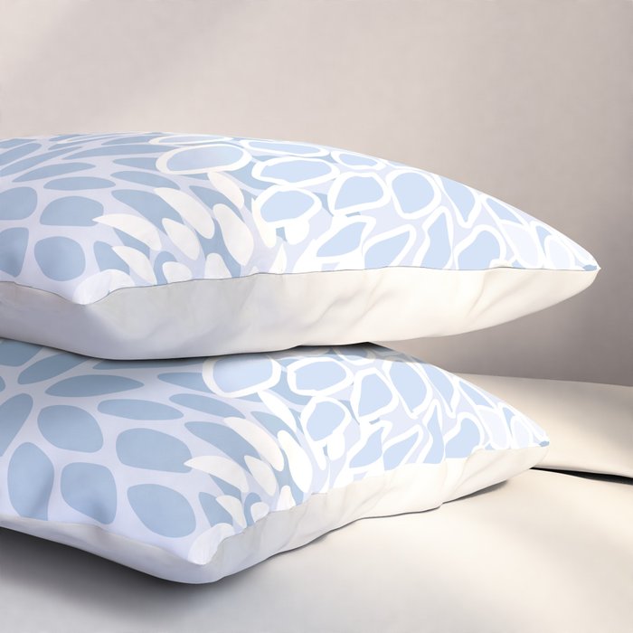 Festive, Winter, Floral Prints, Soft Blue and White Pillow Sham Gallery Image 3