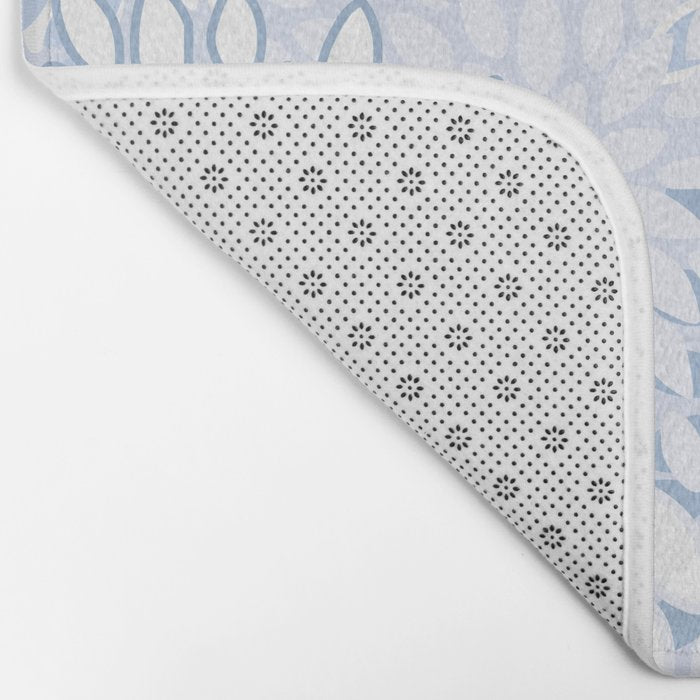 Festive, Winter, Floral Prints, Soft Blue and White Bath Mat Gallery Image 2