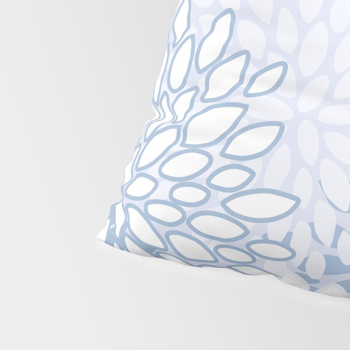 Festive, Winter, Floral Prints, Soft Blue and White Pillow Sham Gallery Image 4