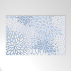 Festive, Winter, Floral Prints, Soft Blue and White Welcome Mat Gallery Image 1