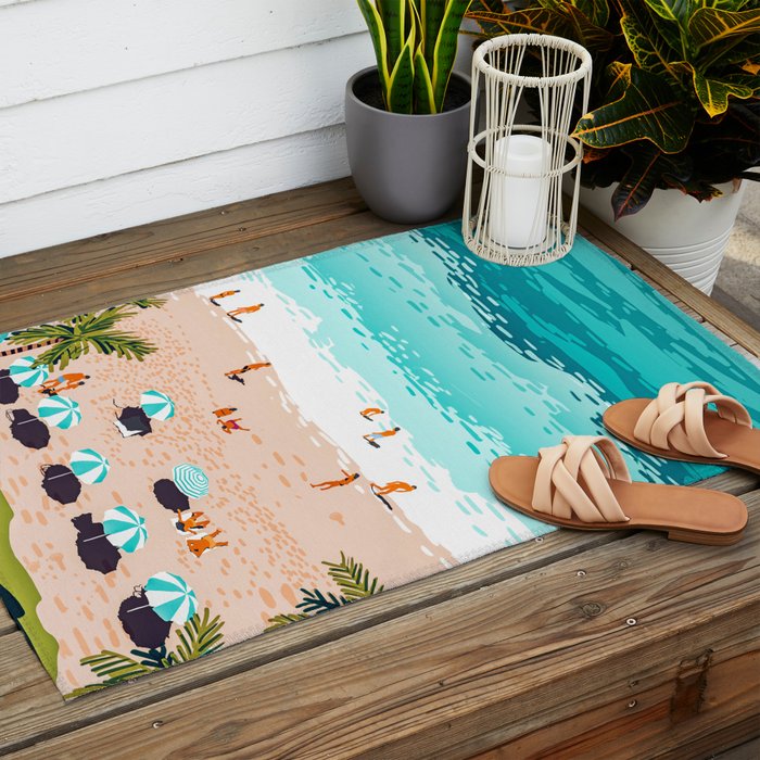 Dream in Colors Borrowed From The Sea | Ocean Tropical Beachy Summer | Swim Surf Travel Vacation Outdoor Rug Gallery Image 2