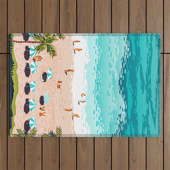 Dream in Colors Borrowed From The Sea | Ocean Tropical Beachy Summer | Swim Surf Travel Vacation Outdoor Rug Gallery Image 1