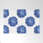 Indigo Succulent |  Watercolor Painting Welcome Mat Gallery Image 1