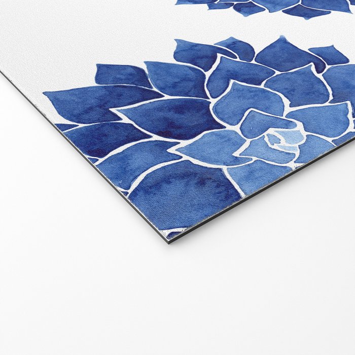 Indigo Succulent |  Watercolor Painting Welcome Mat Gallery Image 2