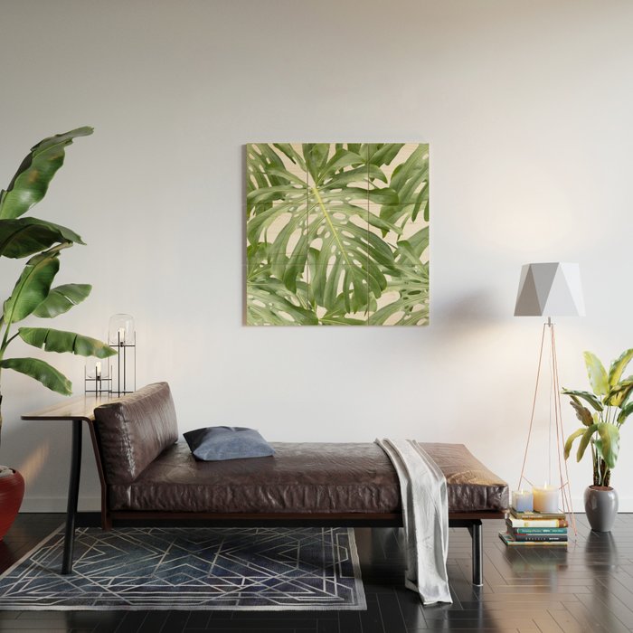 Vibrant tropical foliage on white Wood Wall Art Gallery Image 2
