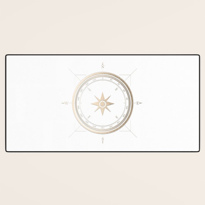 Gold Compass on White II Desk Mat Gallery Image 3