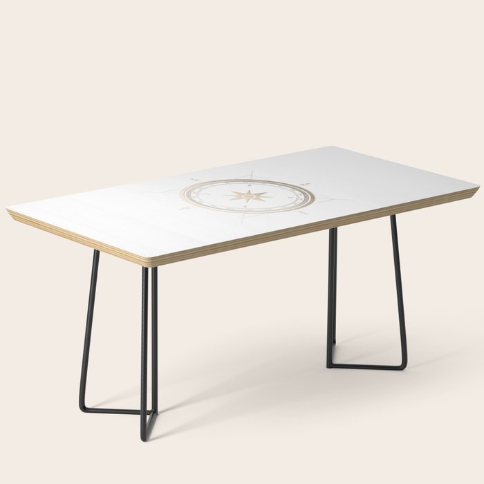 Gold Compass on White II Coffee Table Gallery Image 1