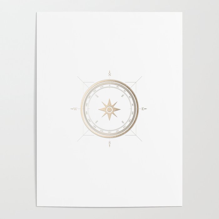 Gold Compass on White II Poster Gallery Image 1