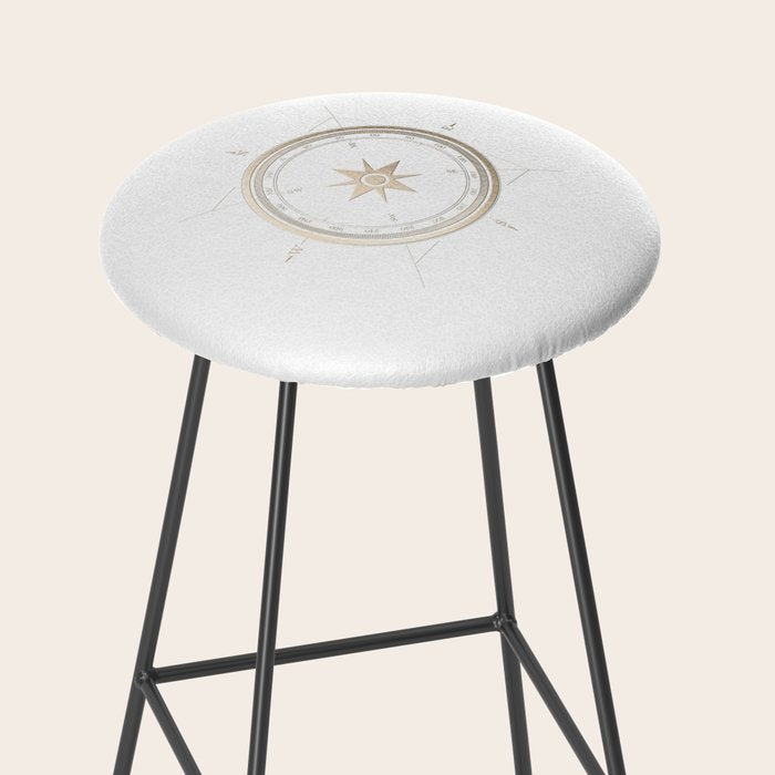 Gold Compass on White II Stool Gallery Image 2