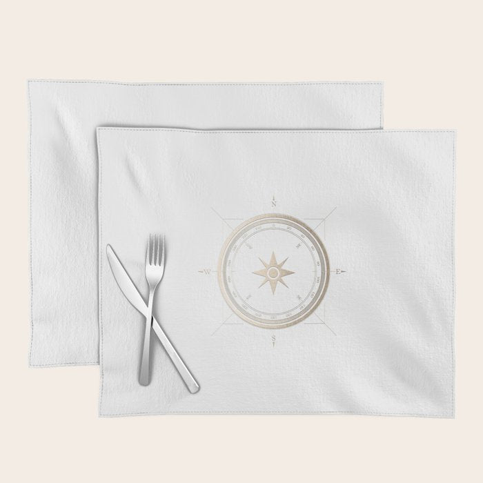 Gold Compass on White II Placemat Gallery Image 1