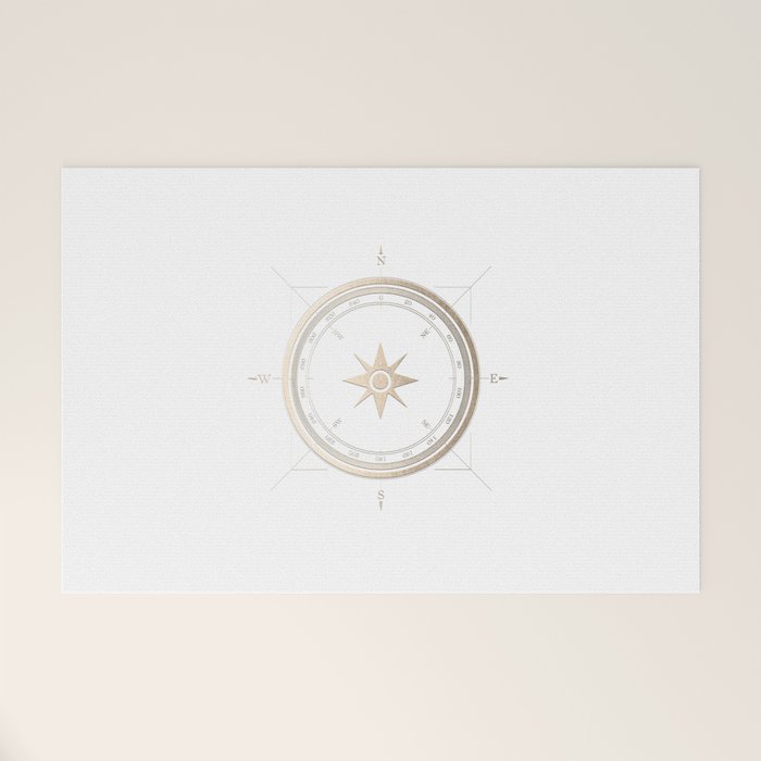 Gold Compass on White II Welcome Mat Gallery Image 1