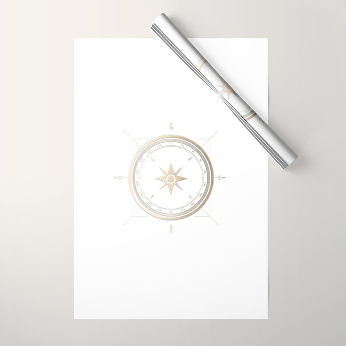 Gold Compass on White II Wrapping Paper Gallery Image 1