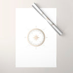 Gold Compass on White II Wrapping Paper Gallery Image 1