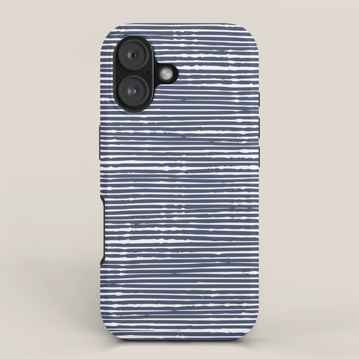 Abstract Stripes Pattern, Indigo, Navy Blue iPhone Case Gallery Image 1