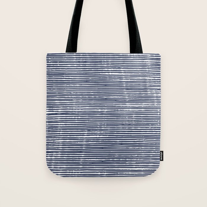 Abstract Stripes Pattern, Indigo, Navy Blue Tote Bag Gallery Image 1