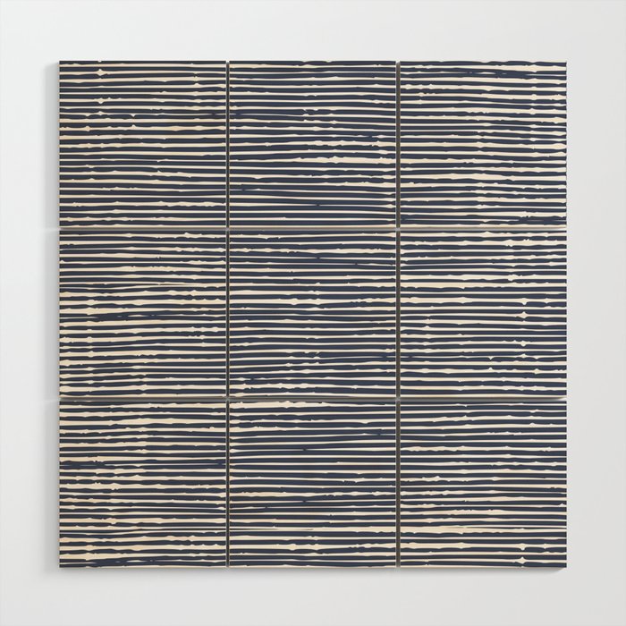 Abstract Stripes Pattern, Indigo, Navy Blue Wood Wall Art Gallery Image 1