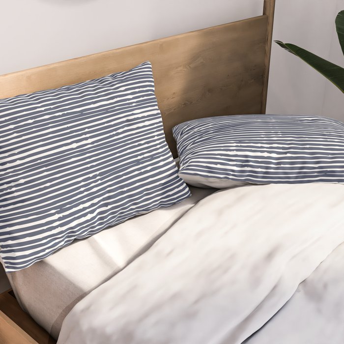 Abstract Stripes Pattern, Indigo, Navy Blue Pillow Sham Gallery Image 2