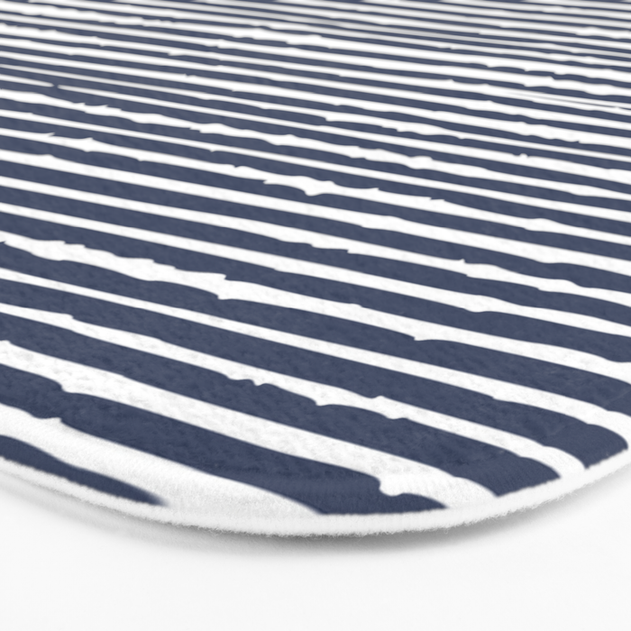 Abstract Stripes Pattern, Indigo, Navy Blue Bath Mat Gallery Image 3