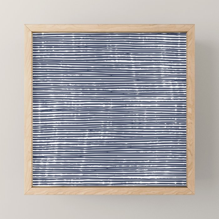 Abstract Stripes Pattern, Indigo, Navy Blue Mini Art Print Gallery Image 1