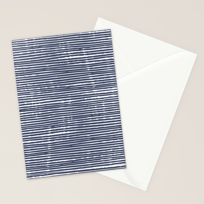 Abstract Stripes Pattern, Indigo, Navy Blue Stationery Card Gallery Image 2