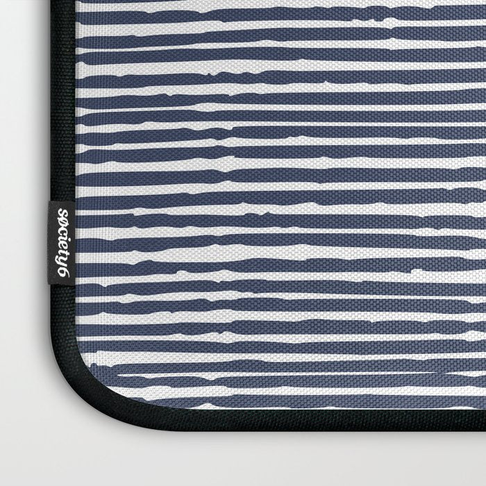 Abstract Stripes Pattern, Indigo, Navy Blue Laptop Sleeve Gallery Image 3