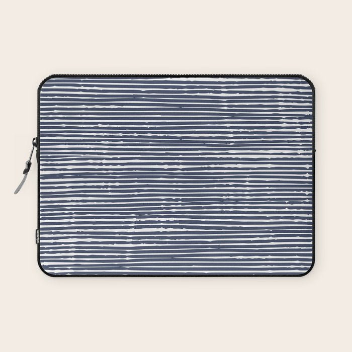 Abstract Stripes Pattern, Indigo, Navy Blue Laptop Sleeve Gallery Image 1