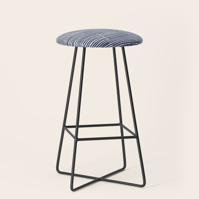 Abstract Stripes Pattern, Indigo, Navy Blue Stool Gallery Image 1