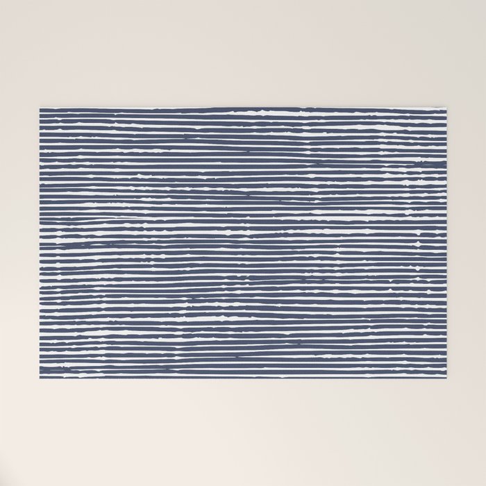 Abstract Stripes Pattern, Indigo, Navy Blue Welcome Mat Gallery Image 1