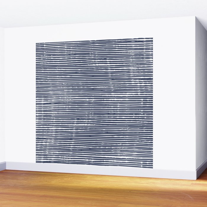 Abstract Stripes Pattern, Indigo, Navy Blue Wall Mural Gallery Image 2