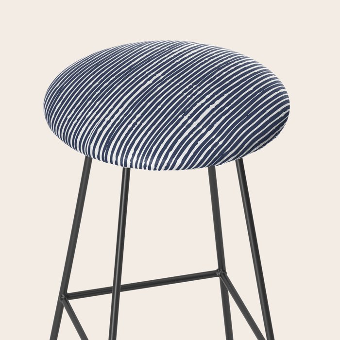 Abstract Stripes Pattern, Indigo, Navy Blue Stool Gallery Image 2