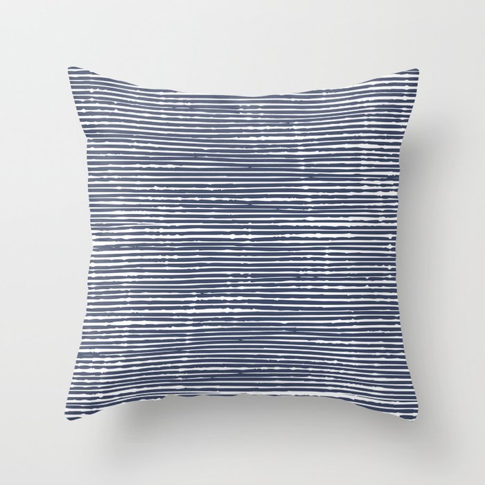 Abstract Stripes Pattern, Indigo, Navy Blue Throw Pillow Gallery Image 1