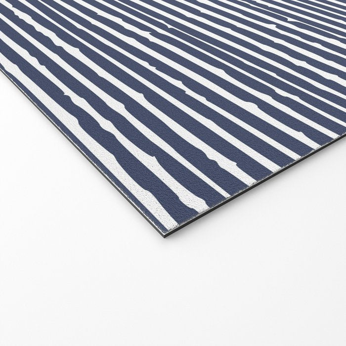 Abstract Stripes Pattern, Indigo, Navy Blue Welcome Mat Gallery Image 2
