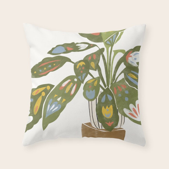 Scandinavian Plant Throw Pillow Gallery Image 1