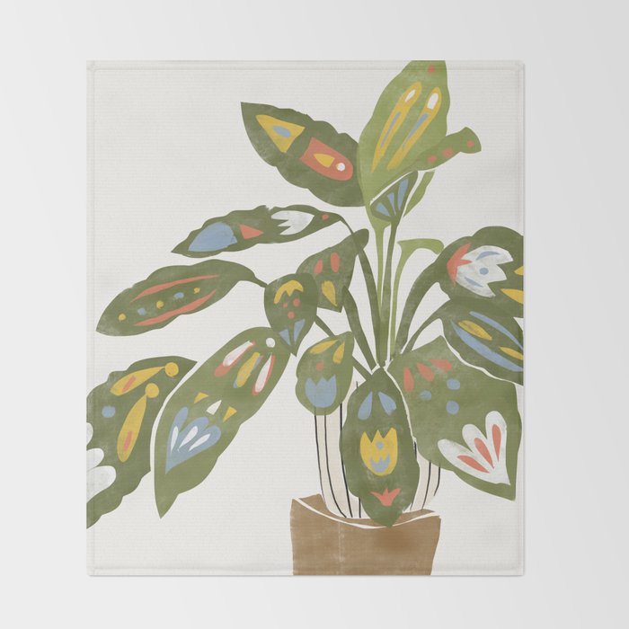 Scandinavian Plant Throw Blanket Gallery Image 2