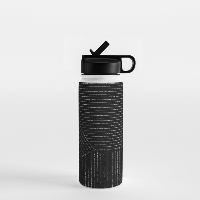 Lines (Black) Water Bottle Gallery Image 1