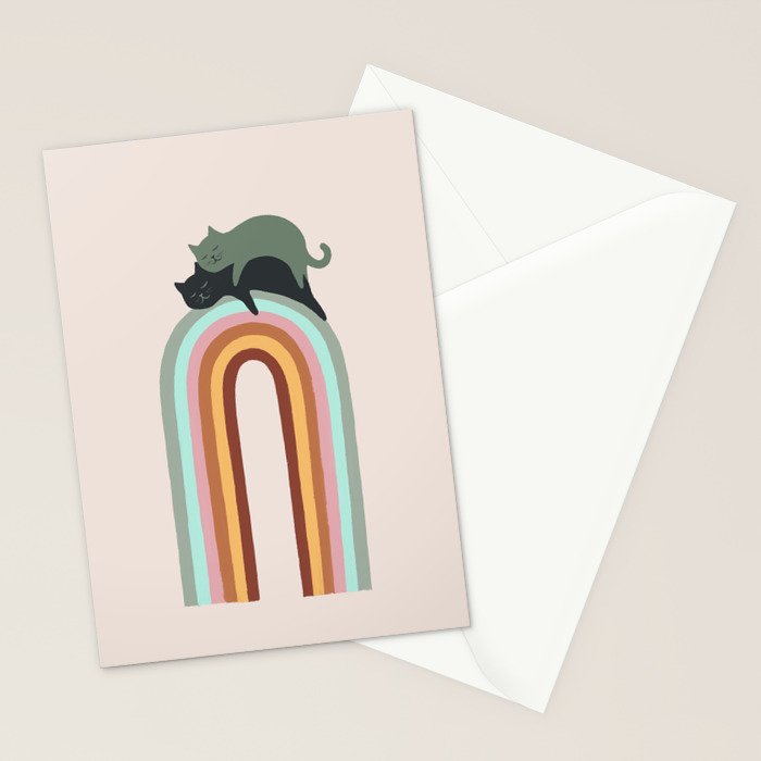 Rainbow cat 3 lover hugs Stationery Card Gallery Image 2